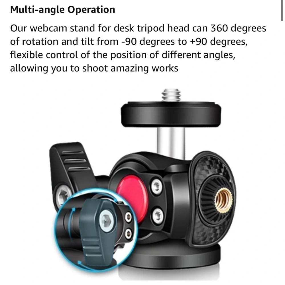 Webcam Tripod Stand for Desk:Logitech Brio | C920 | C922 Height/Angle Adjustable - Picture 8 of 10